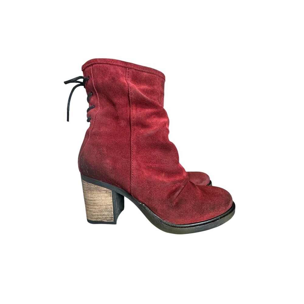 Bos. & Co. - Water Resistant Suede Ankle Boots Barlow Burgandy EU 40 Zip US 9.5